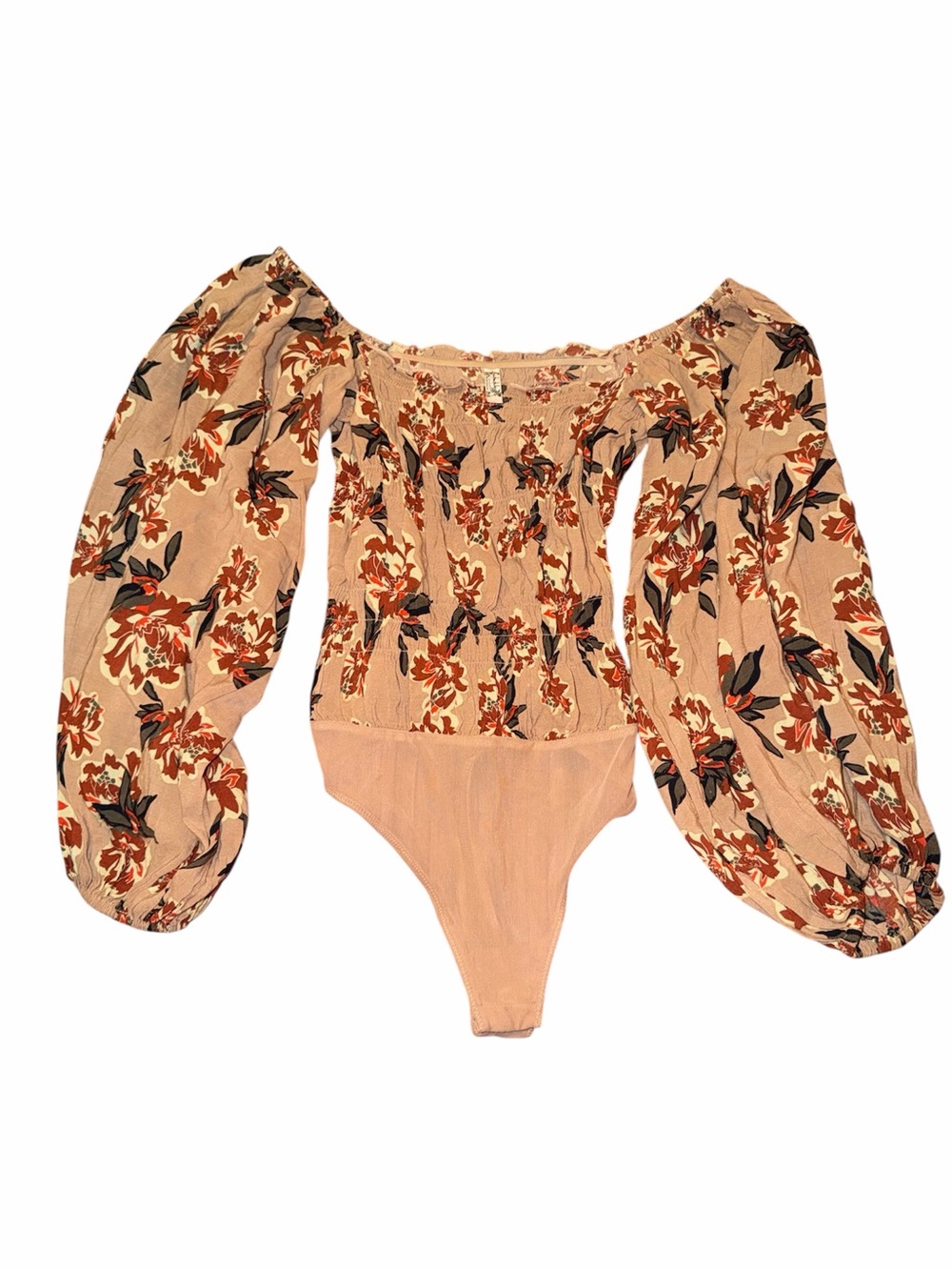 Free People Floral Smocked bodysuit